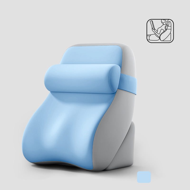 Ergonomic Back Support & Neck Roll Cushion Set – PU Leather.