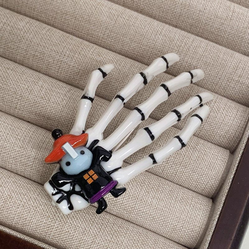Glow-in-the-Dark Halloween Hand Bone Hair Clip.