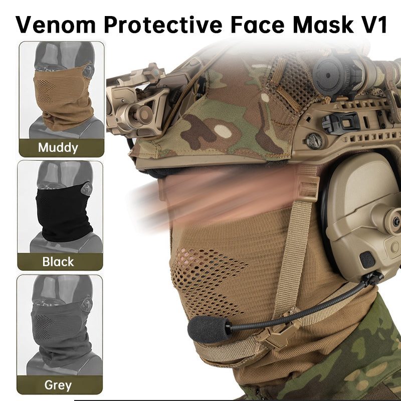 Venom Tactical Balaclava Neck Gaiter with Steel Mesh Face Guard.