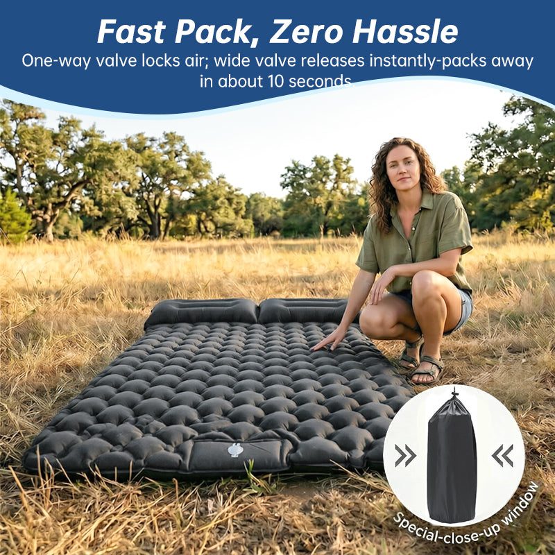 Ultralight Inflatable Camping Sleeping Pad with Pillow.