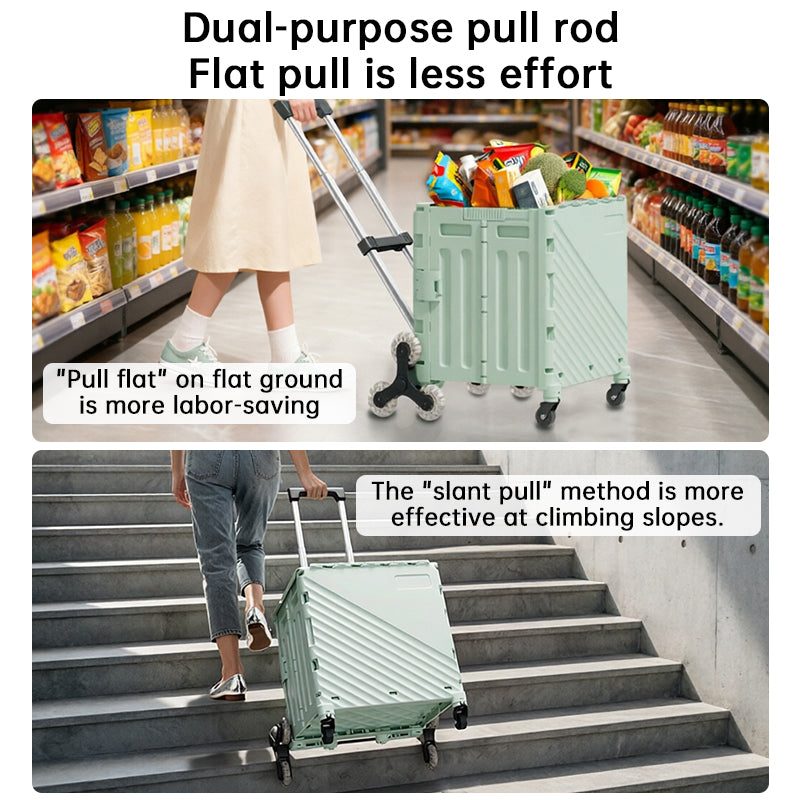 Folding Utility Cart with Lid – Rolling Storage Wagon for Shopping, Travel & Outdoor Activities.