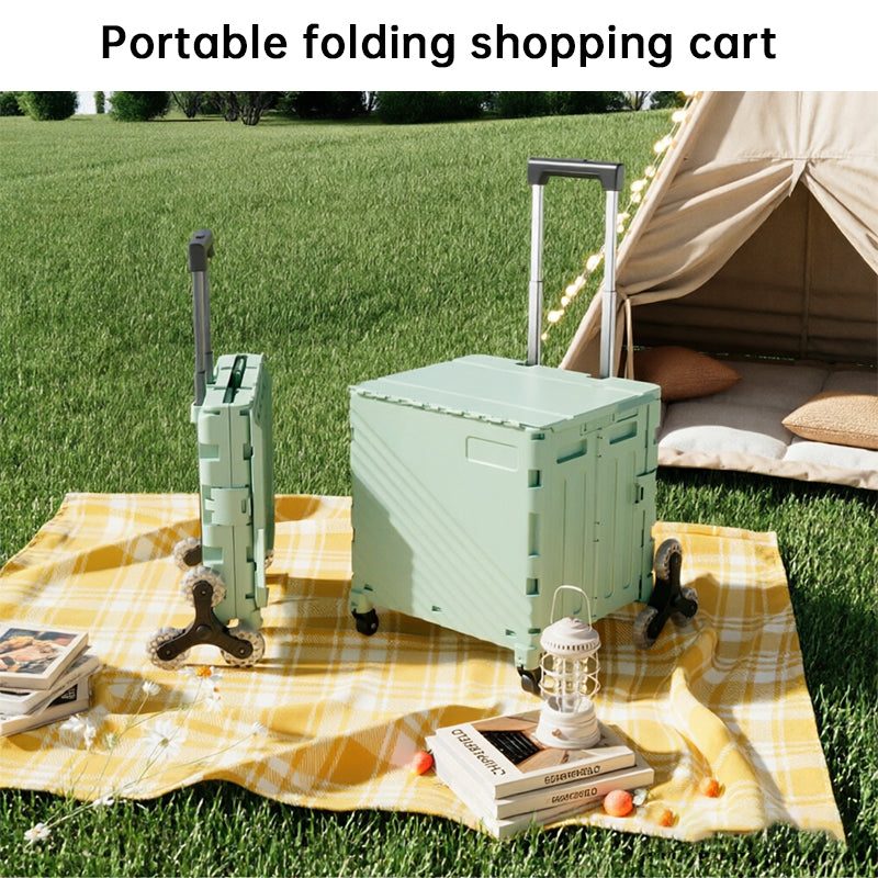 Folding Utility Cart with Lid – Rolling Storage Wagon for Shopping, Travel & Outdoor Activities.