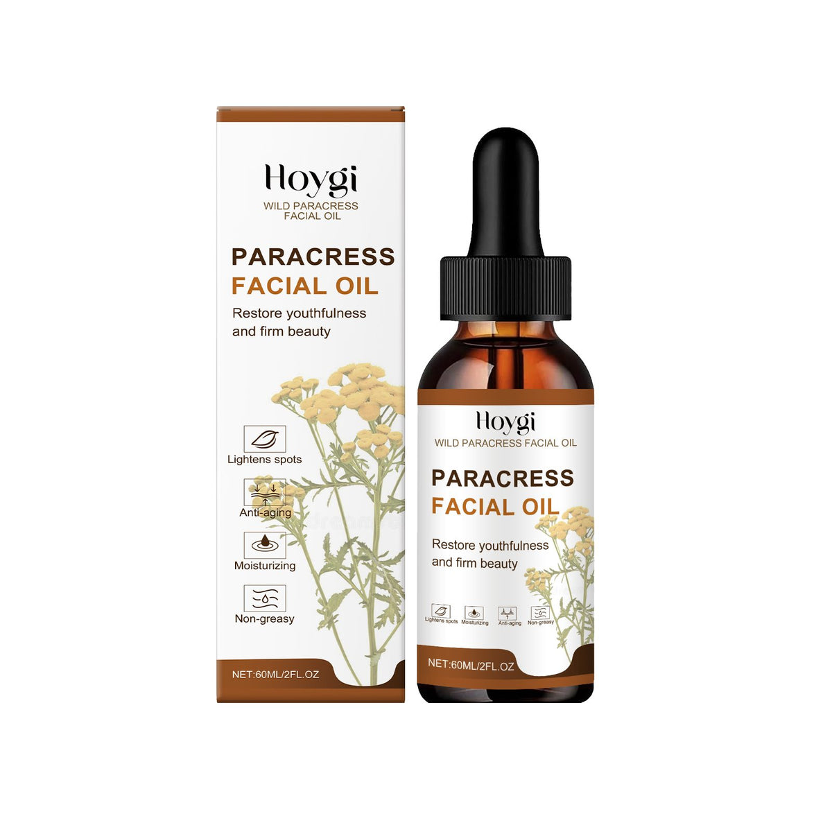 Hoygi Wild Paracress Facial Oil – Anti-Aging & Brightening (60ml).