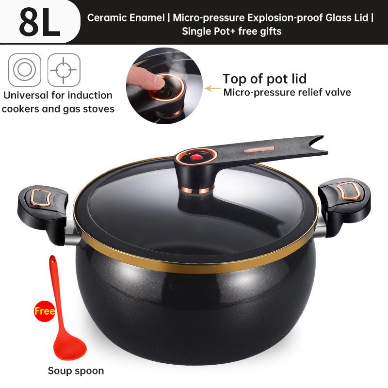 Modern 7L Micro-Pressure Soup Pot - 27cm Non-Stick Stewing Casserole, Includes Spoon, Safe for Induction & Gas Cooking