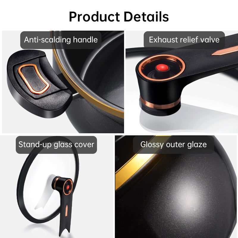 Modern 7L Micro-Pressure Soup Pot - 27cm Non-Stick Stewing Casserole, Includes Spoon, Safe for Induction & Gas Cooking