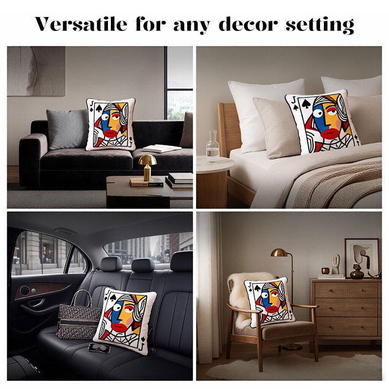 Cartoon Embroidered Square Pillow - Soft Quirky Big Eyes Game Cushion, Decorative Plush Throw Pillow for Home & Bedroom