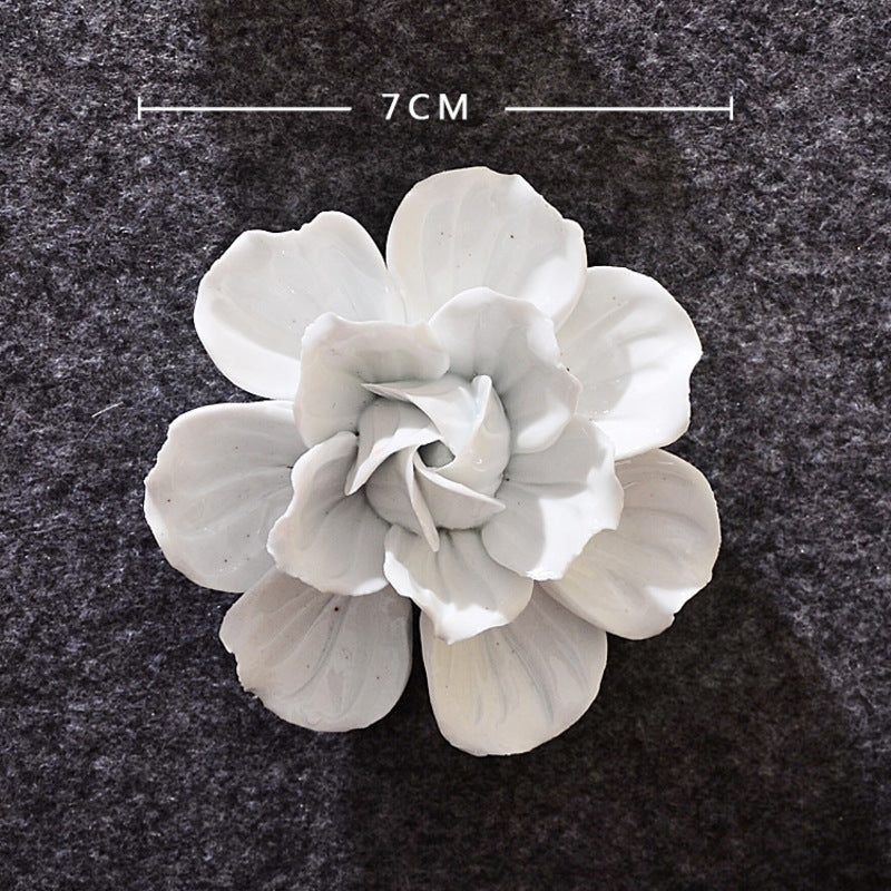 Ceramic 3D Wall Flowers - Hand-Painted Peony, Rose & Camellia Wall Decor for Wedding & Gift