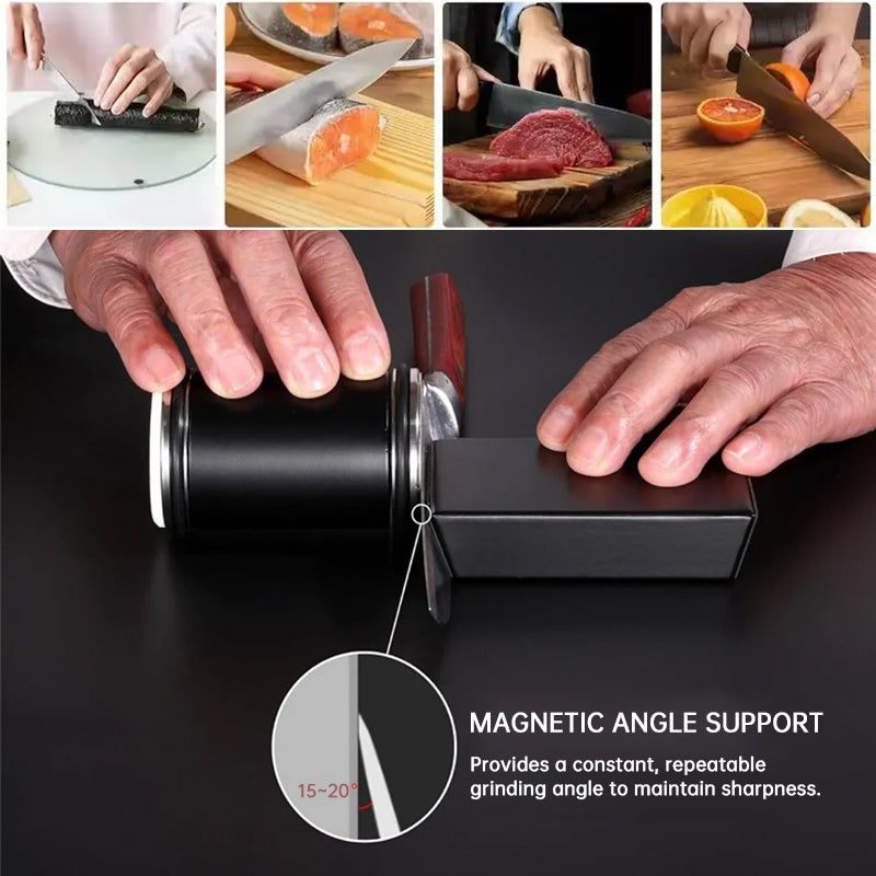 15° & 20° Roll Knife Sharpener Kit, Magnetic Rolling Sharpening Tool with Grinding Stones, Kitchen Chef Accessories