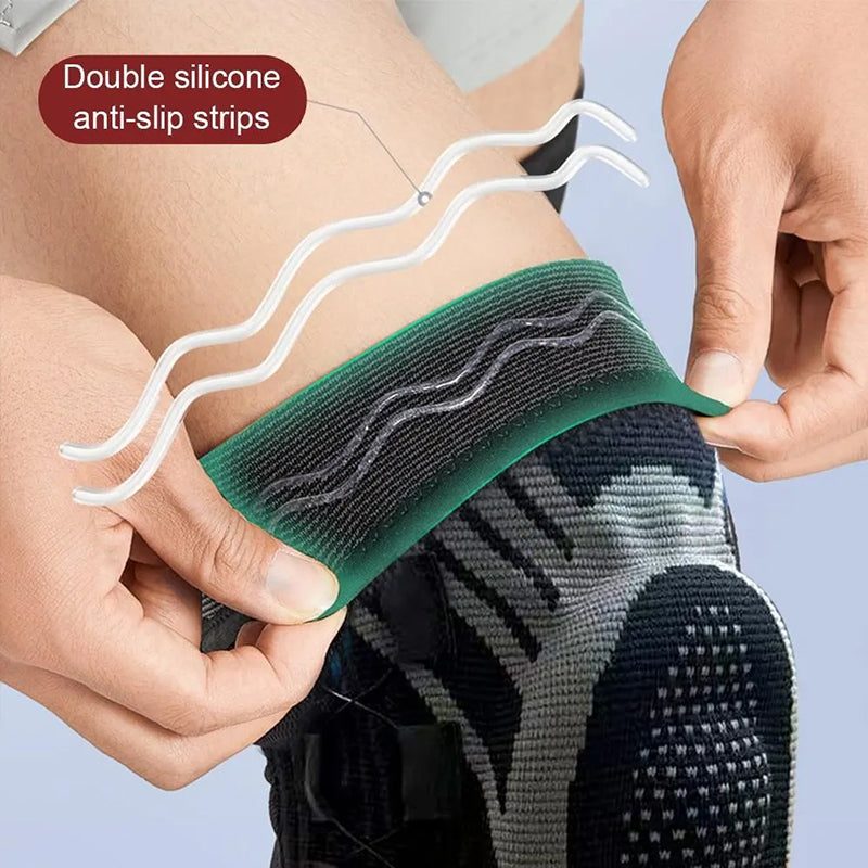 Adjustable Knob Knee Brace with Spring Support, Slim Shin Defender Basketball Knee Pads, Non-Slip Compression Sports Protector