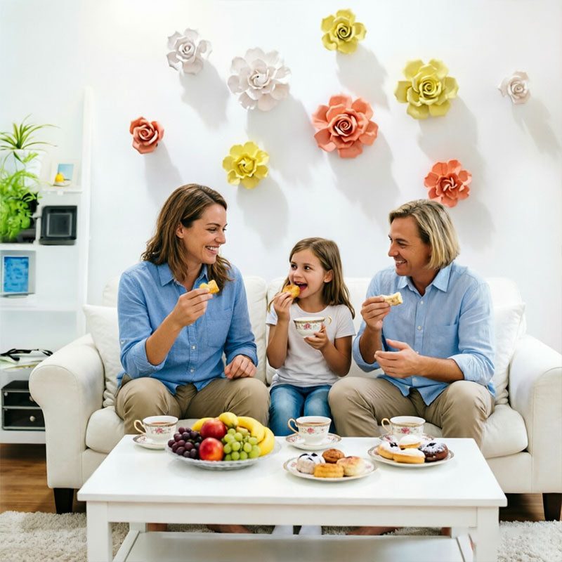 Ceramic 3D Wall Flowers - Hand-Painted Peony, Rose & Camellia Wall Decor for Wedding & Gift