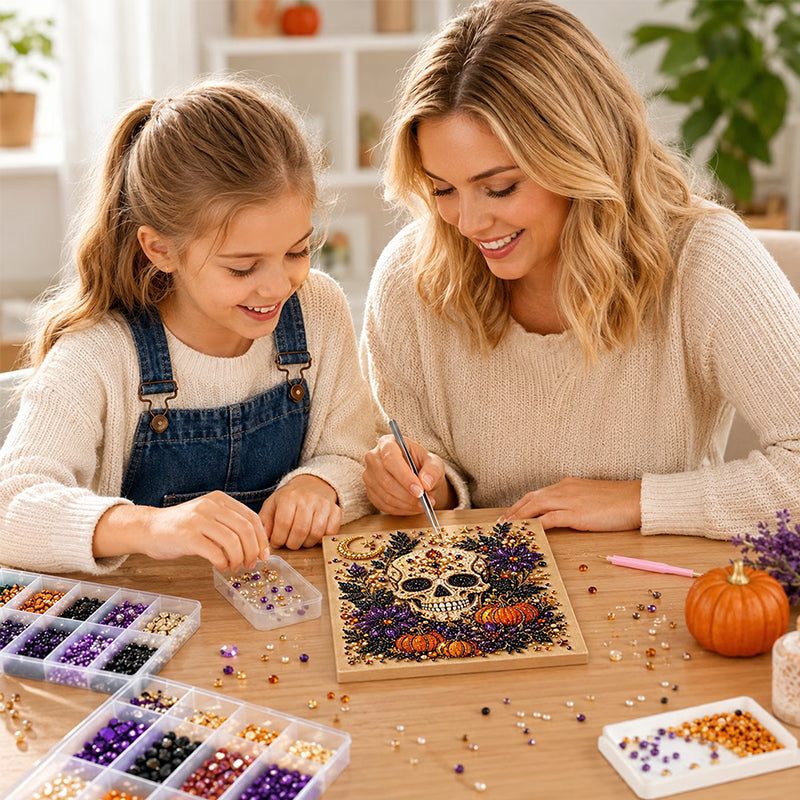 Spooky Ghost Diamond Art Kit, Halloween DIY Wall Decor for Adults & Beginners, Full Drill Gem Painting