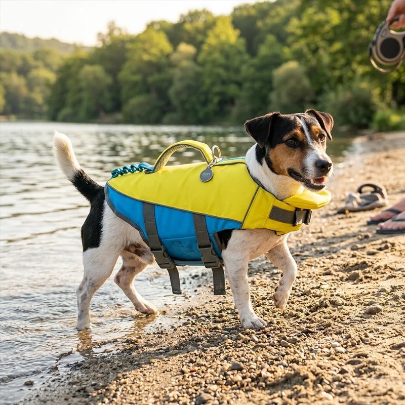 Adjustable Dog Life Vest with Reflective Stripes – High Buoyancy, Breathable Safety Jacket for Water Sports & Swimming
