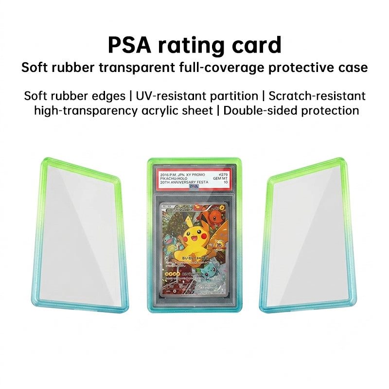 Glitter Gradient PSA Card Protector, Silicone Cover for PSA 35/10 Slabs, Sparkle TPU Sleeve for Pokemon & Sports Trading Cards