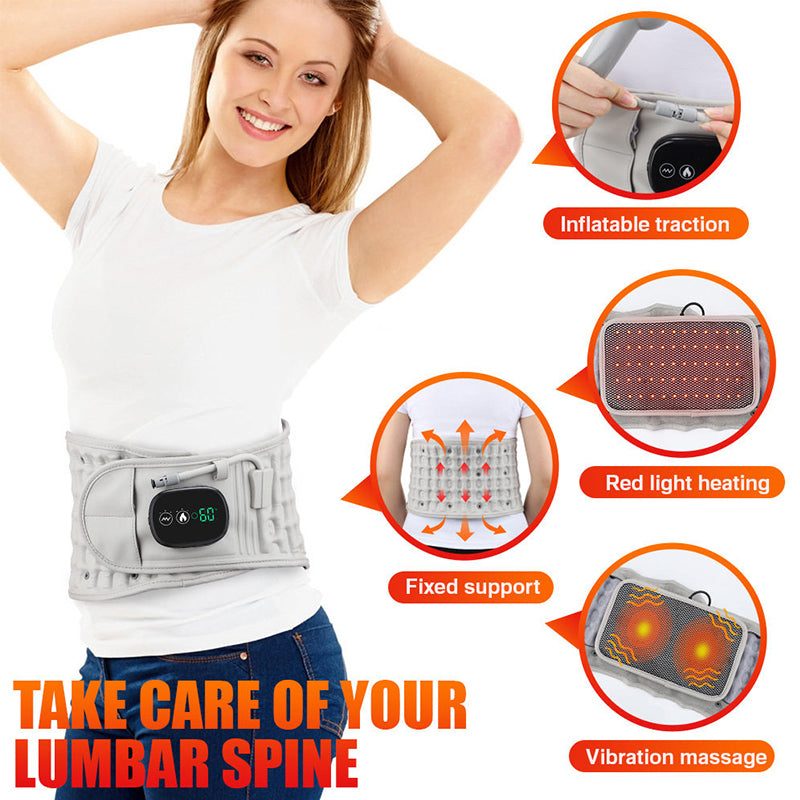 Electric Heating & Massage Waist Belt, Inflatable Airbag Lumbar Support for Back Pain and Posture Correction