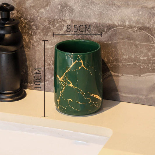 Luxury Couple’s Ceramic Cup Set – High-End Bathroom Tumblers