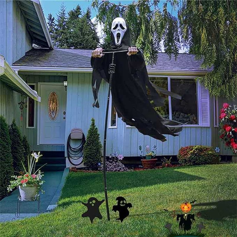 Scary Halloween Ghost Robe Costume with Crow Prop – Horror Phantom Cloak Dress for Men, Women & Cosplay