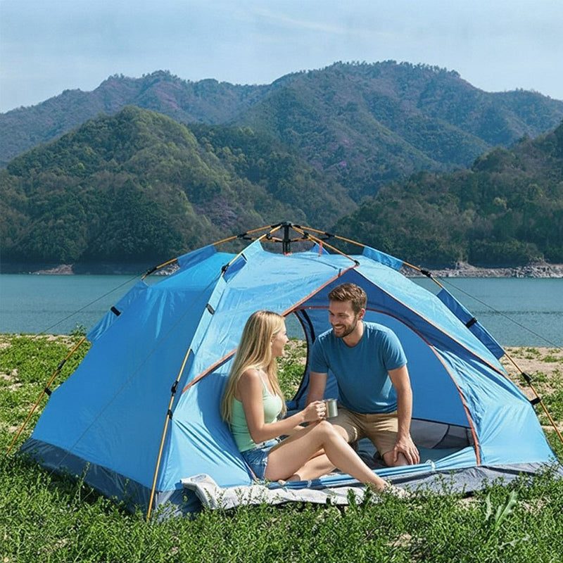 Automatic Pop Up Camping Tent 3-4 Person, Instant Setup Waterproof UV Protection Sun Shelter for Beach Fishing Outdoor.