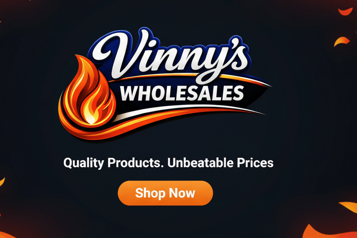 Vinny's Wholesales Hero Banner with Logo